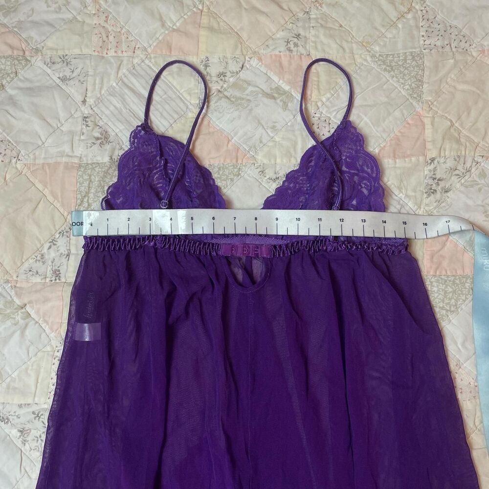 frederick’s of hollywood royal purple floral lace fairy cami slip dress large - Picture 4 of 7